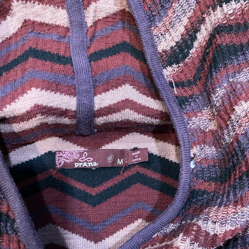 Prana Chevron Knit Hoodie in Plum, Mauve, Pink and Black
